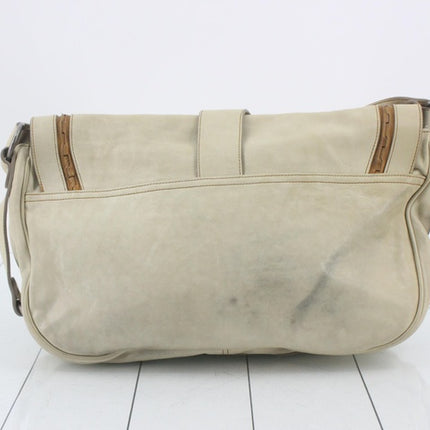 Dior Vintage Gaucho XL White Leather Crossbody Bag 40cm