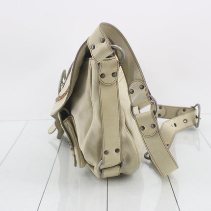 Dior Vintage Gaucho XL White Leather Crossbody Bag 40cm