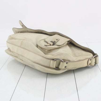 Dior Vintage Gaucho XL White Leather Crossbody Bag 40cm