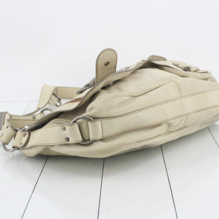 Dior Vintage Gaucho XL White Leather Crossbody Bag 40cm