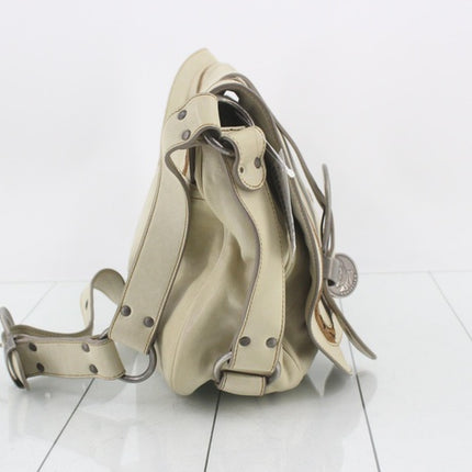 Dior Vintage Gaucho XL White Leather Crossbody Bag 40cm