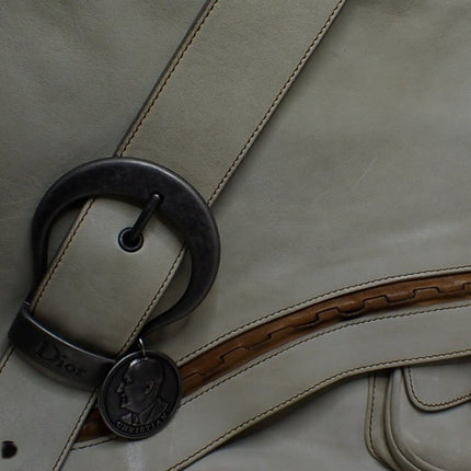 Dior Vintage Gaucho XL White Leather Crossbody Bag 40cm