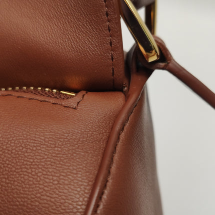 Loewe Small Featherlight Puzzle Soft Brown Nappa Leather Top Handle Crossbody Bag