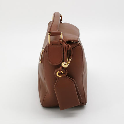 Loewe Small Featherlight Puzzle Soft Brown Nappa Leather Top Handle Crossbody Bag
