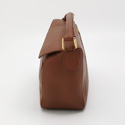 Loewe Small Featherlight Puzzle Soft Brown Nappa Leather Top Handle Crossbody Bag