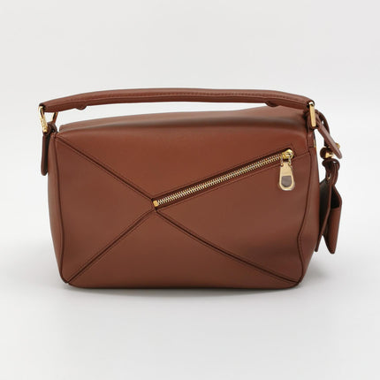 Loewe Small Featherlight Puzzle Soft Brown Nappa Leather Top Handle Crossbody Bag