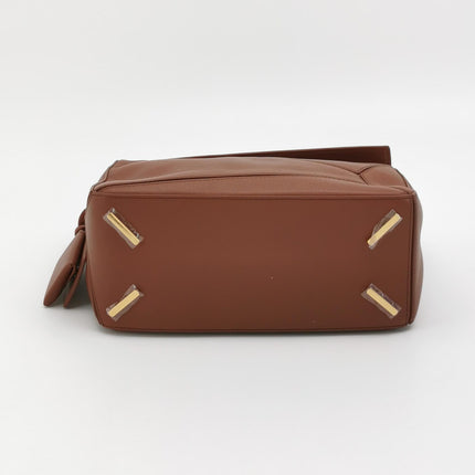 Loewe Small Featherlight Puzzle Soft Brown Nappa Leather Top Handle Crossbody Bag