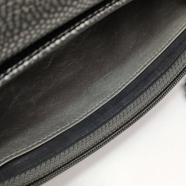 Chanel Double CC Grey Caviar Leather Flap Small Crossbody Bag