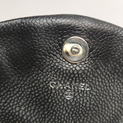 Chanel Double CC Grey Caviar Leather Flap Small Crossbody Bag