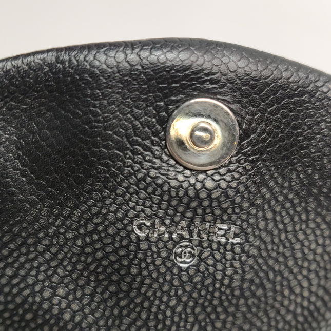 Chanel Double CC Grey Caviar Leather Flap Small Crossbody Bag