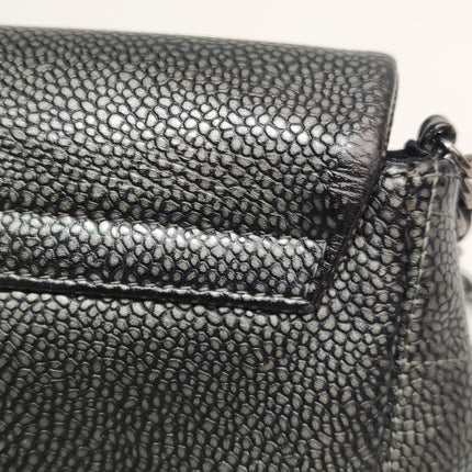 Chanel Double CC Grey Caviar Leather Flap Small Crossbody Bag