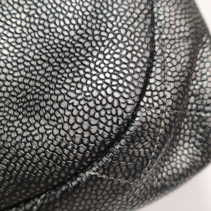 Chanel Double CC Grey Caviar Leather Flap Small Crossbody Bag