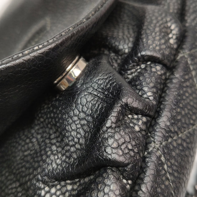 Chanel Double CC Grey Caviar Leather Flap Small Crossbody Bag