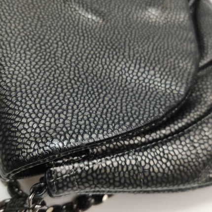 Chanel Double CC Grey Caviar Leather Flap Small Crossbody Bag
