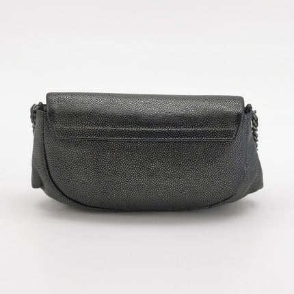 Chanel Double CC Grey Caviar Leather Flap Small Crossbody Bag