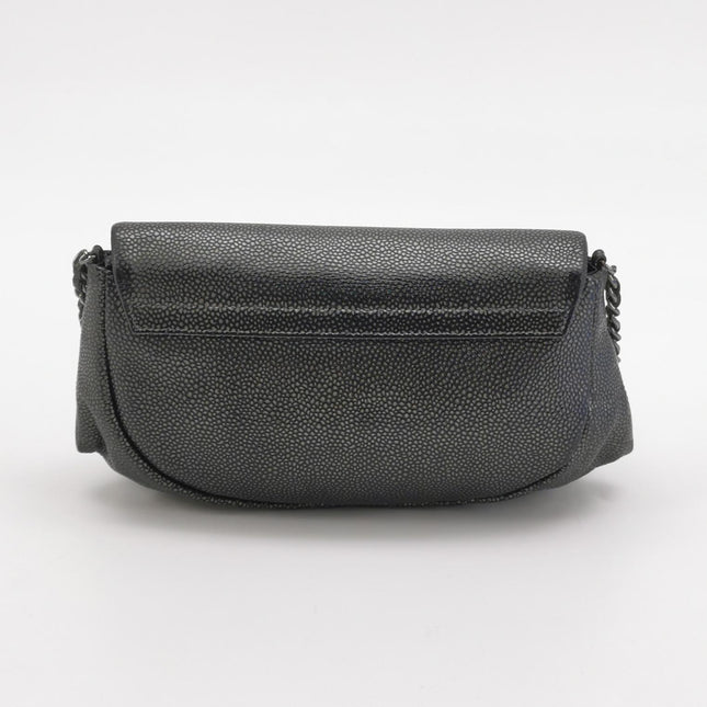 Chanel Double CC Grey Caviar Leather Flap Small Crossbody Bag