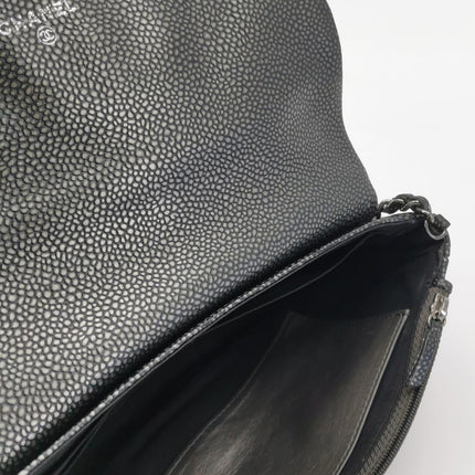 Chanel Double CC Grey Caviar Leather Flap Small Crossbody Bag