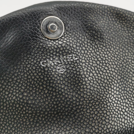 Chanel Double CC Grey Caviar Leather Flap Small Crossbody Bag