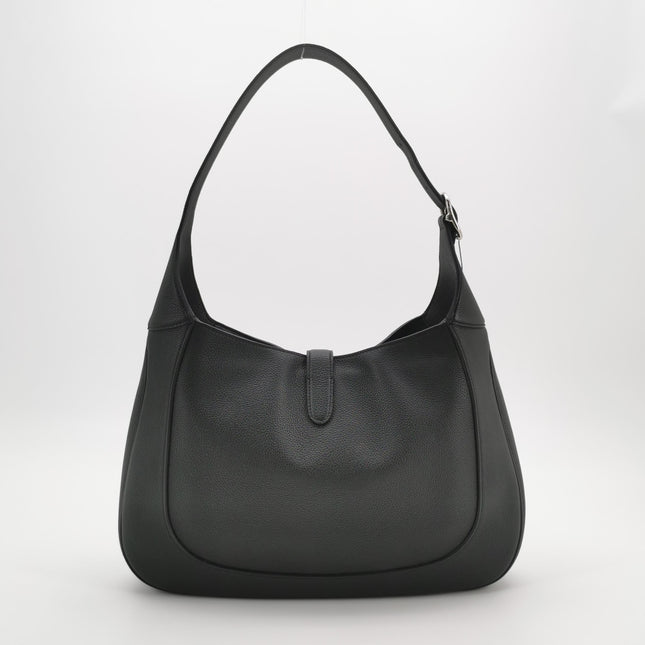 Gucci Jackie 1961 Black Large Pebbled Leather Shoulder Bag with Strap