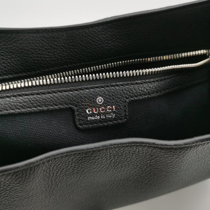 Gucci Jackie 1961 Black Large Pebbled Leather Shoulder Bag with Strap