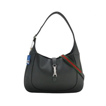 Gucci Jackie 1961 Black Large Pebbled Leather Shoulder Bag with Strap