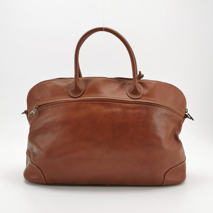Sac de voyage Longchamp Au Sultan en cuir marron avec poignée et bandoulière en toile