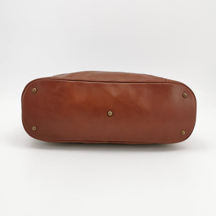 Sac de voyage Longchamp Au Sultan en cuir marron avec poignée et bandoulière en toile
