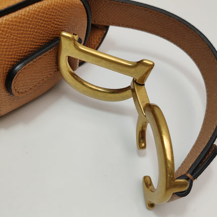 Dior Saddle 2021 Medium Tan Brown Grained Calfskin Leather Bag