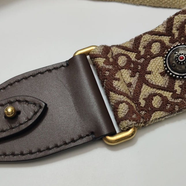 Dior Strap Burgundy Embroidered Canvas and Metal Studs