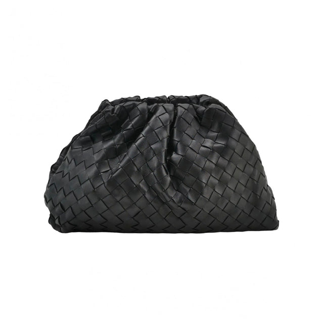 Bottega Veneta Pouch Large Intrecciato Black Calfskin Leather Clutch