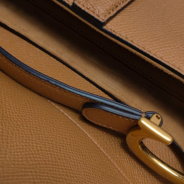 Dior Saddle 2021 Medium Tan Brown Grained Calfskin Leather Bag