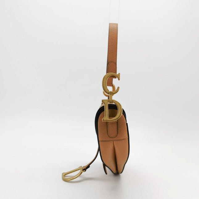 Dior Saddle 2021 Medium Tan Brown Grained Calfskin Leather Bag