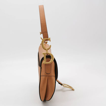 Dior Saddle 2021 Medium Tan Brown Grained Calfskin Leather Bag