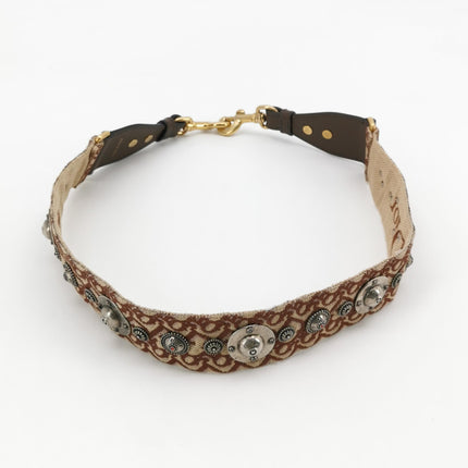Dior Strap Burgundy Embroidered Canvas and Metal Studs