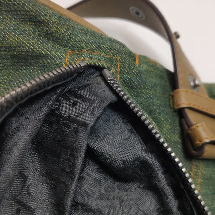 Sac Bandoulière Dior Vintage Gaucho Grand Jean Vert Cuir Bordeaux 2006