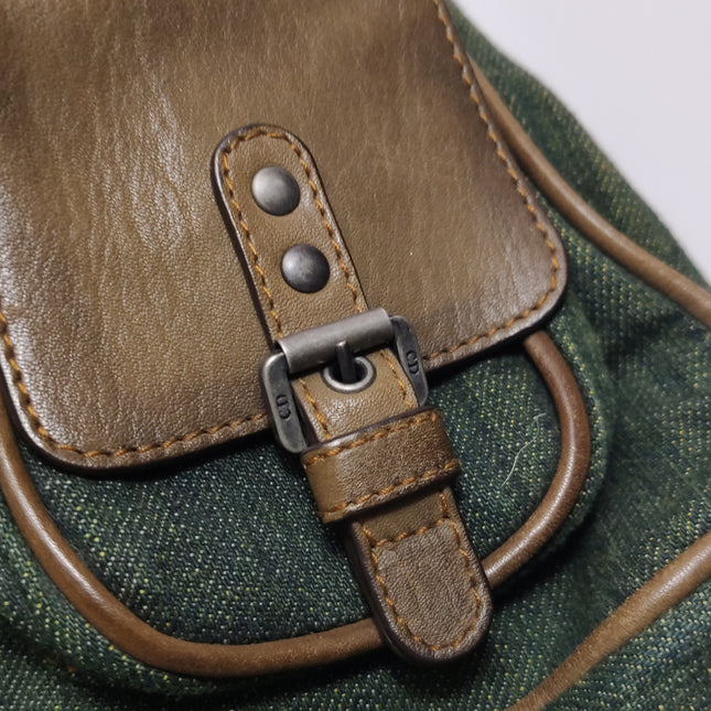 Sac Bandoulière Dior Vintage Gaucho Grand Jean Vert Cuir Bordeaux 2006