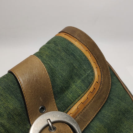 Sac Bandoulière Dior Vintage Gaucho Grand Jean Vert Cuir Bordeaux 2006
