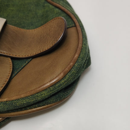 Sac Bandoulière Dior Vintage Gaucho Grand Jean Vert Cuir Bordeaux 2006