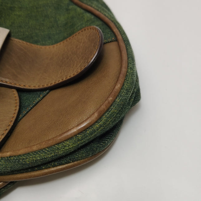 Sac Bandoulière Dior Vintage Gaucho Grand Jean Vert Cuir Bordeaux 2006