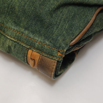 Sac Bandoulière Dior Vintage Gaucho Grand Jean Vert Cuir Bordeaux 2006