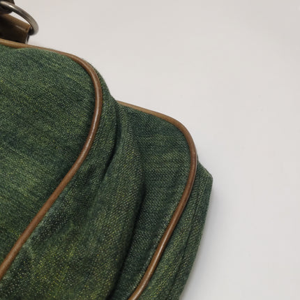 Sac Bandoulière Dior Vintage Gaucho Grand Jean Vert Cuir Bordeaux 2006