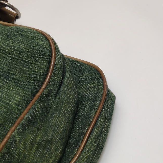 Sac Bandoulière Dior Vintage Gaucho Grand Jean Vert Cuir Bordeaux 2006