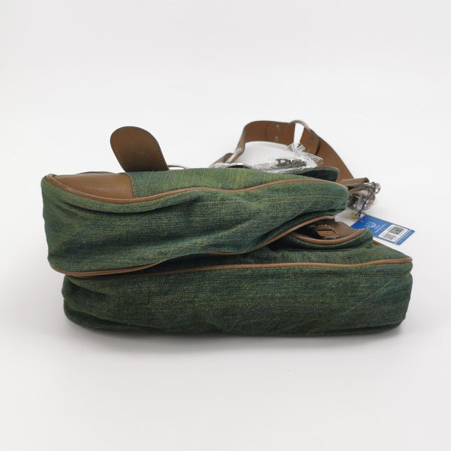 Sac Bandoulière Dior Vintage Gaucho Grand Jean Vert Cuir Bordeaux 2006