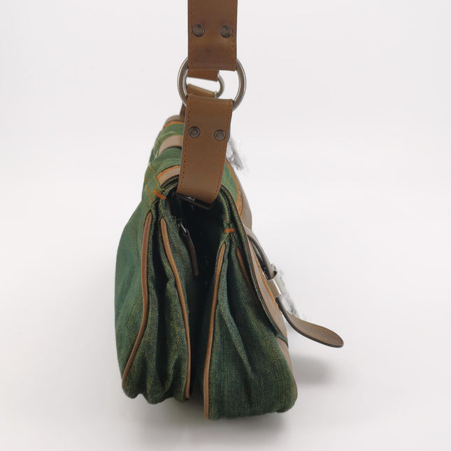 Sac Bandoulière Dior Vintage Gaucho Grand Jean Vert Cuir Bordeaux 2006