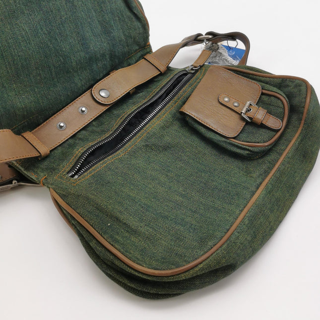 Sac Bandoulière Dior Vintage Gaucho Grand Jean Vert Cuir Bordeaux 2006