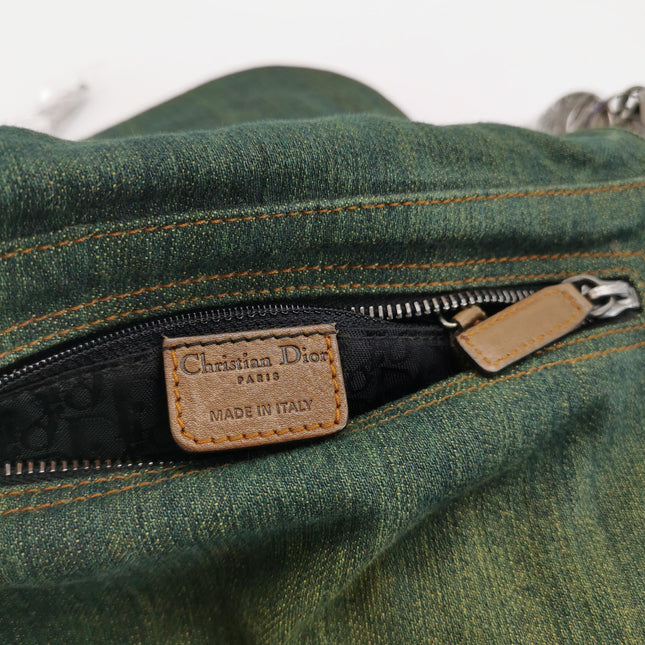 Sac Bandoulière Dior Vintage Gaucho Grand Jean Vert Cuir Bordeaux 2006