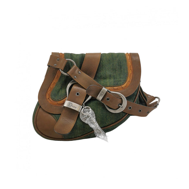 Sac Bandoulière Dior Vintage Gaucho Grand Jean Vert Cuir Bordeaux 2006