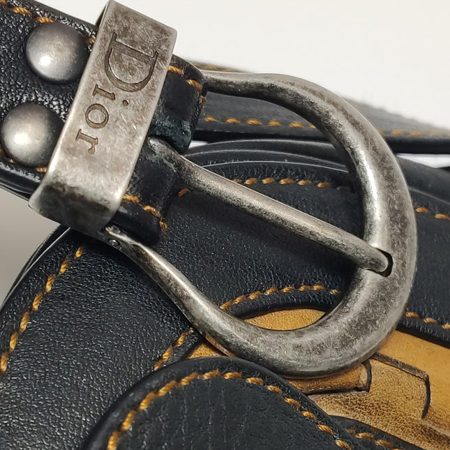 Dior Vintage Gaucho Mini Black Leather Crossbody Bag