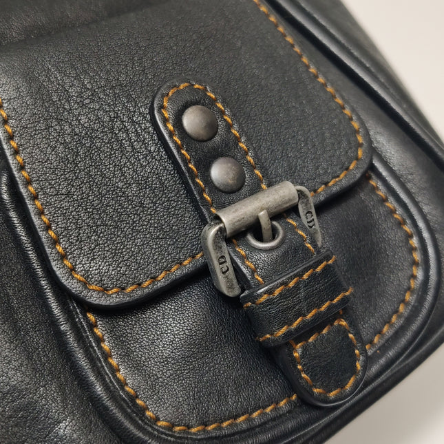 Dior Vintage Gaucho Mini Black Leather Crossbody Bag