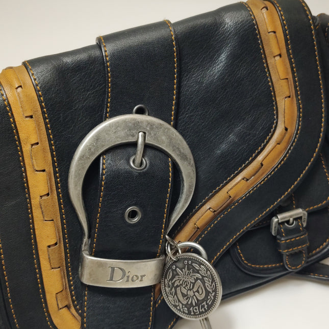 Dior Vintage Gaucho Mini Black Leather Crossbody Bag